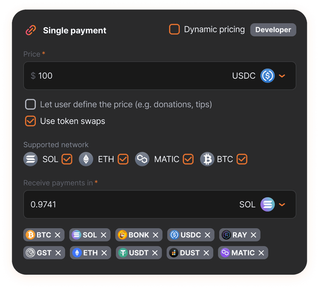 Helio payment creation interface