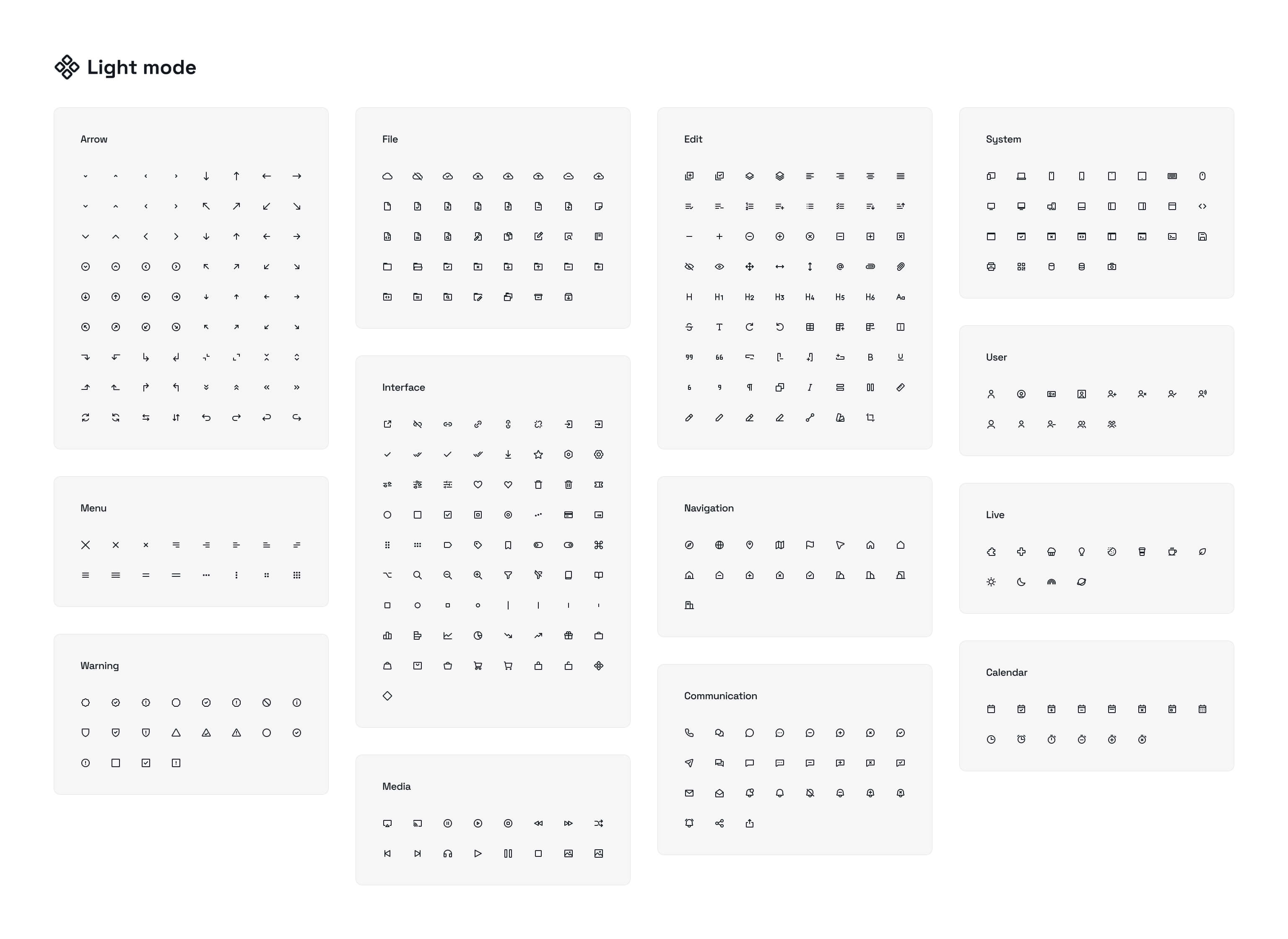 Light mode iconography library mockup